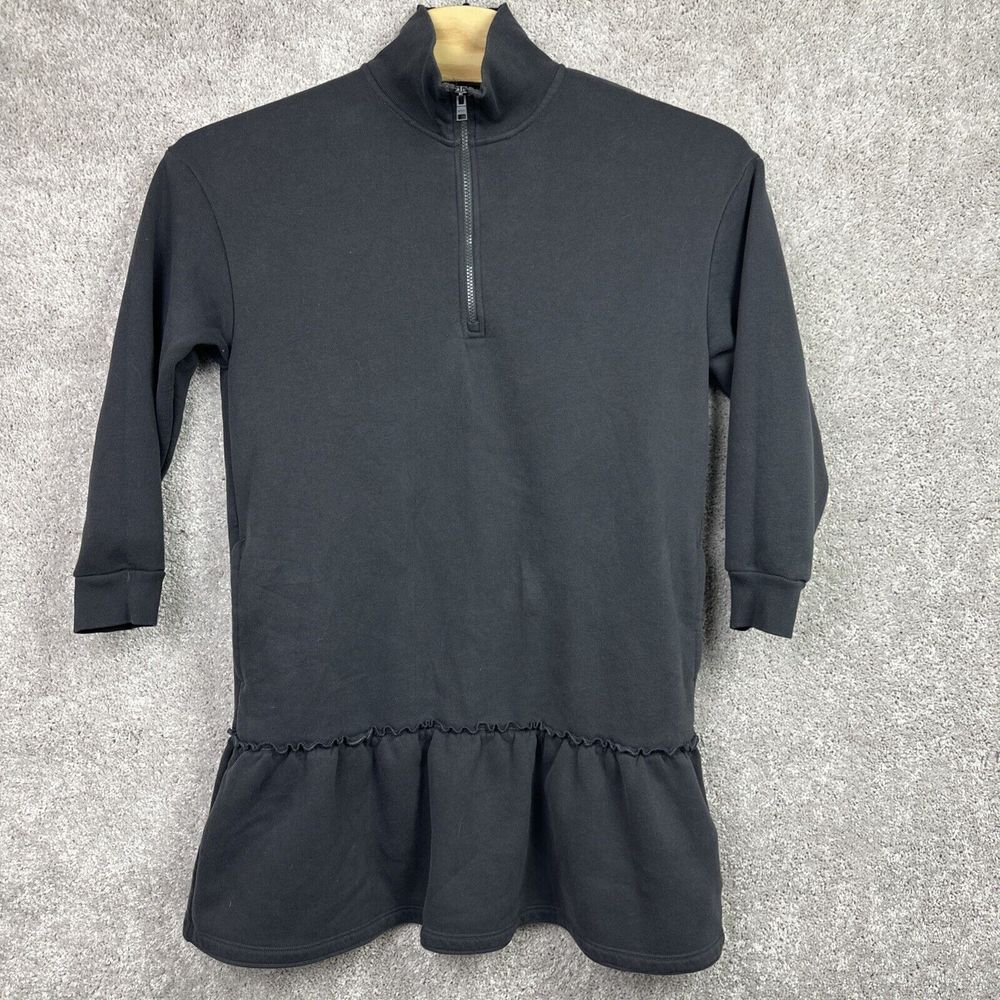 UpWest Size Large‎ Super Soft Sweatshirt Dress Black Qrt Zip Long Sleeves